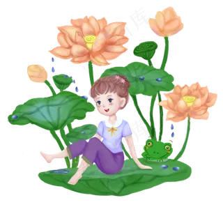 中国风系列荷塘嬉戏