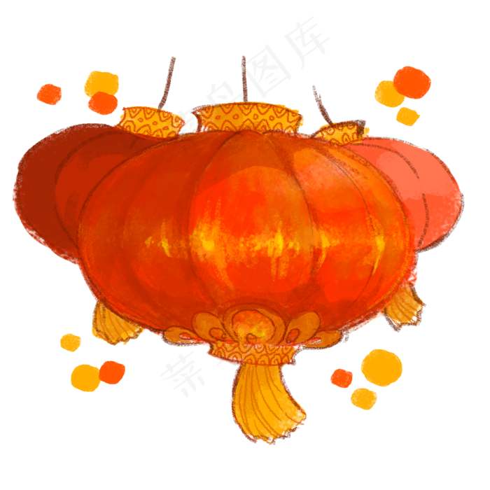 红色的灯笼手绘插画,免抠元素