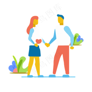 相恋甜蜜牵手矢量免抠图