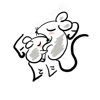 卡通水墨鼠年,免抠元素