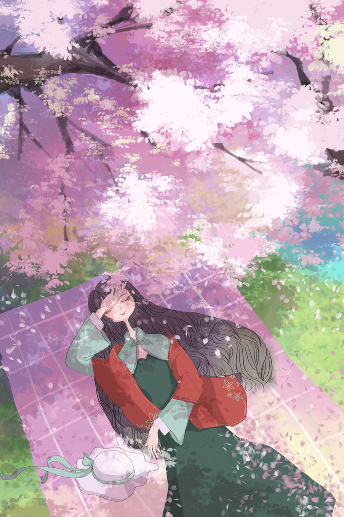 春分节气樱花绽放(3545X5315(DPI:300))psd模版下载