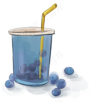 夏季蓝莓果汁,免抠元素