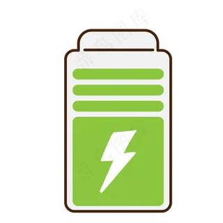 手绘绿色电池免抠图