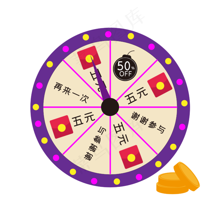 红包优惠券电商转盘抽奖(2835*2835px 300 dpi )ai矢量模版下载