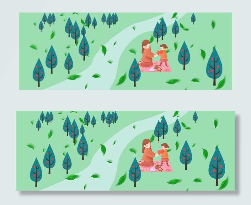 卡通五一劳动节出游