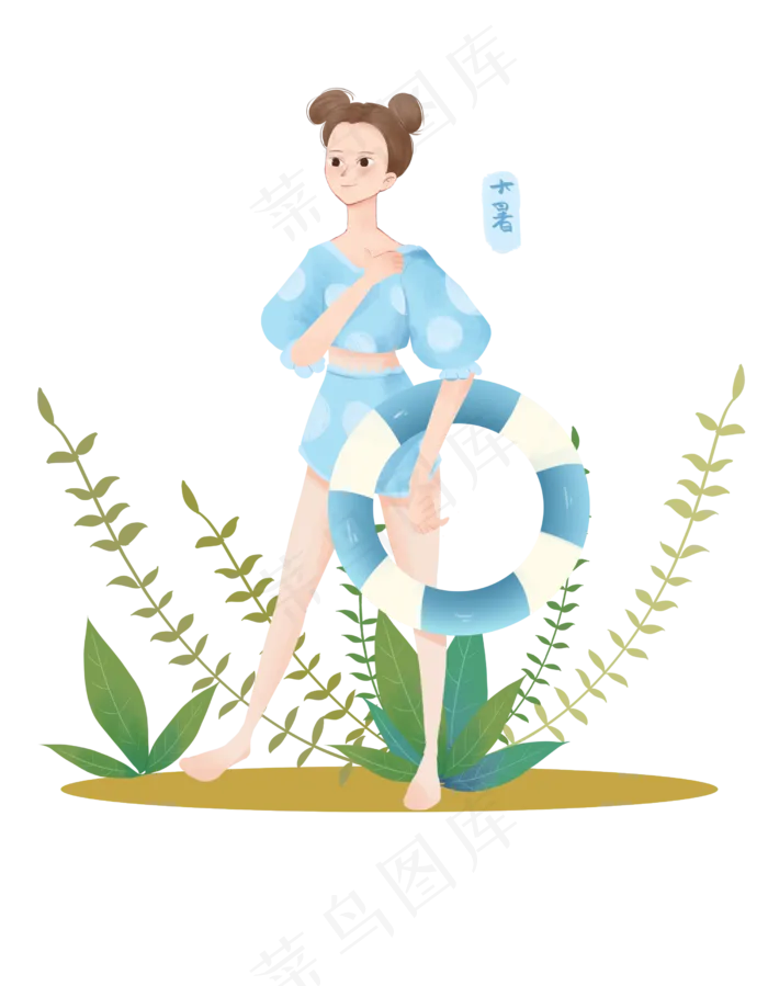 大暑拿着泳圈女孩(2500X3209(DPI:300))psd模版下载