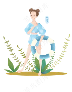 大暑拿着泳圈女孩