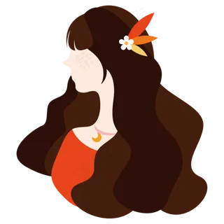 女神节卷发唯美女性剪纸素材,免抠元素