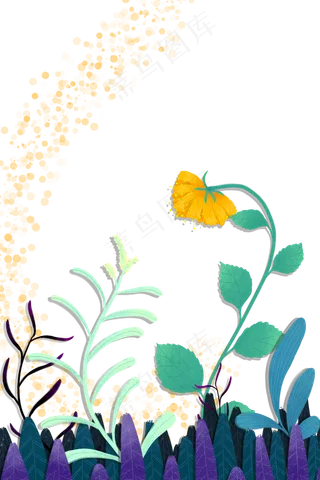 花草与萤火虫梦幻装饰边框