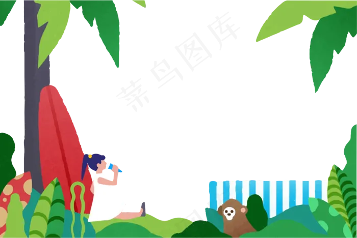 小清新绿色边框纹理(1000X1000(DPI:300))ai矢量模版下载