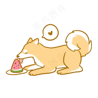 舔西瓜的柴犬