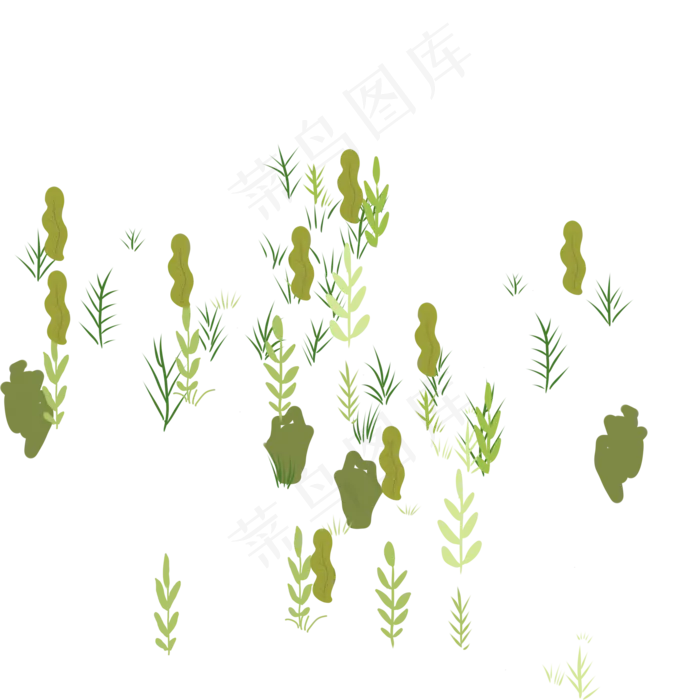 卡通绿色植物草地(2000X2000(DPI:300))psd模版下载