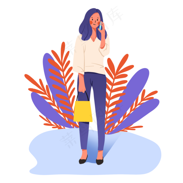 扁平风打电话的人