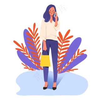 扁平风打电话的人