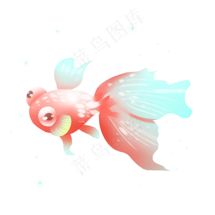 梦幻动物红色金鱼,免抠元素(2000*2000px 300 dpi )psd模版下载