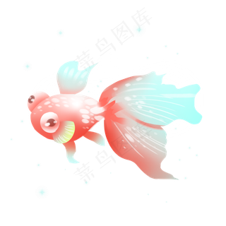 梦幻动物红色金鱼,免抠元素