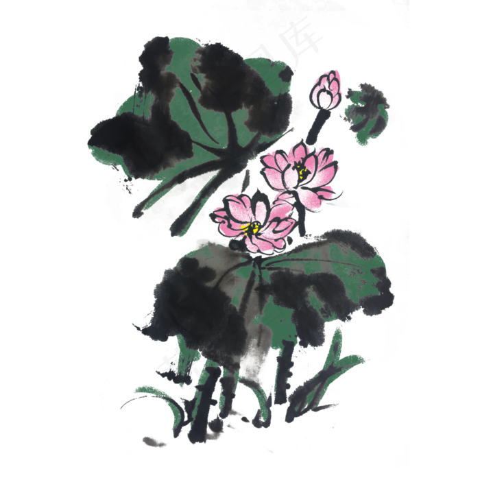 水墨荷花中国风手绘