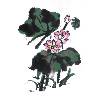 水墨荷花中国风手绘