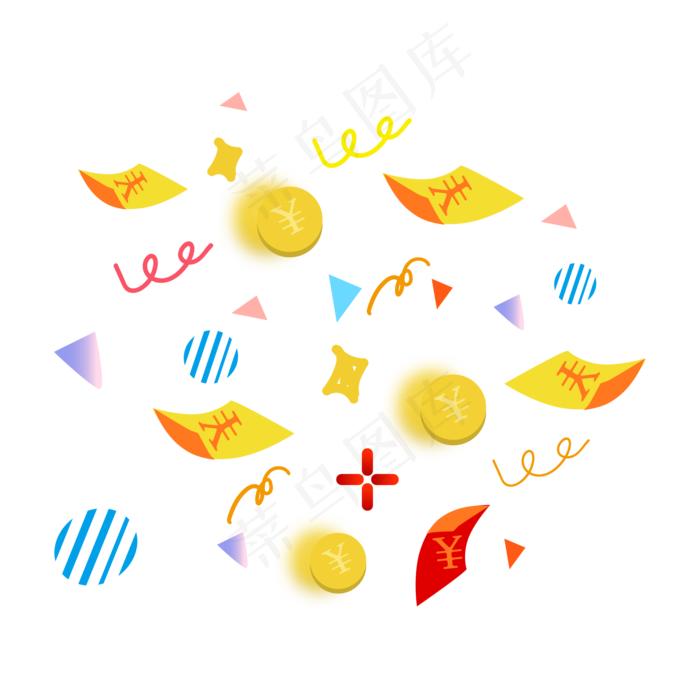 电商金币漂浮优惠券(2000*2000px 300 dpi )ai矢量模版下载