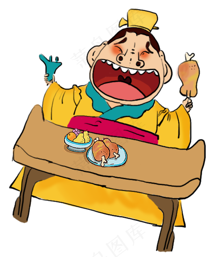 古色中国风皇帝仙子开心大吃过年