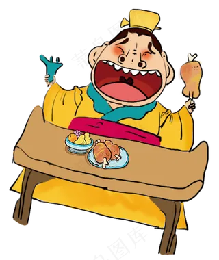 古色中国风皇帝仙子开心大吃过年