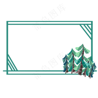 手绘绿色小清新边框,免抠元素