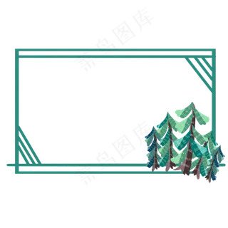 手绘绿色小清新边框,免抠元素