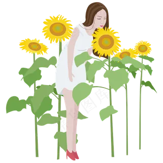 处暑出游唯美卡通女孩