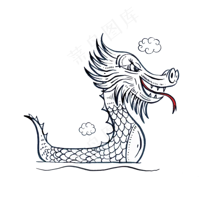 黑色线条龙舟下载(2000X2000(DPI:300))ai矢量模版下载