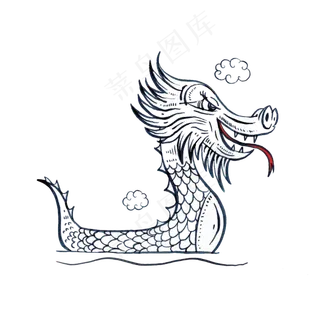 黑色线条龙舟下载