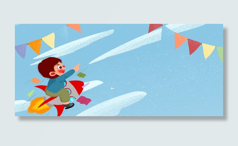 高考冲刺蓝天卡通Banner背景