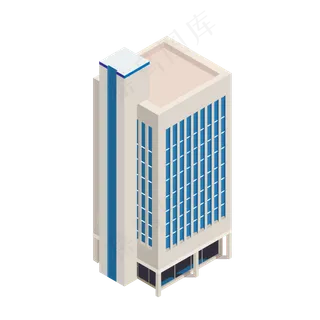 2.5D立体风房屋大厦建筑,免抠元素