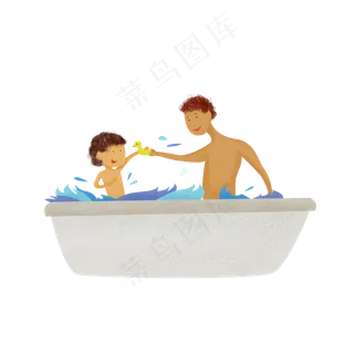 父亲节父子戏水元素