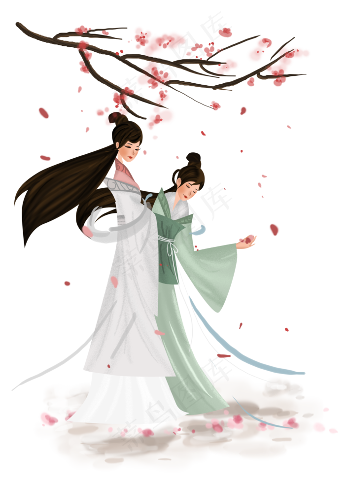 中国风古风桃树下的少女