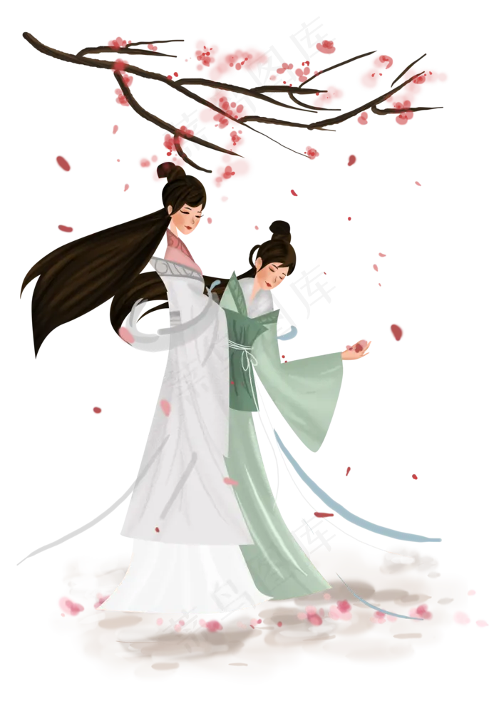 中国风古风桃树下的少女(3508X4961(DPI:300))psd模版下载