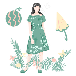 夏季漂亮女孩水果