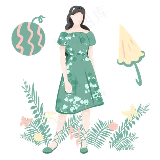 夏季漂亮女孩水果