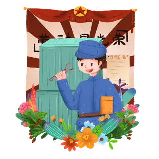 现代劳动人物之集装工人免抠元素