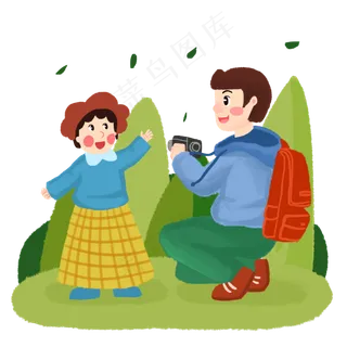 清明节踏青出游父女
