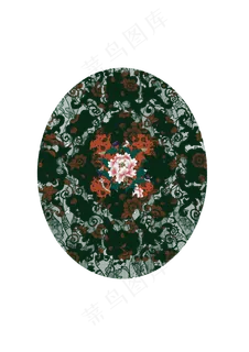 中式绿色古典牡丹底纹