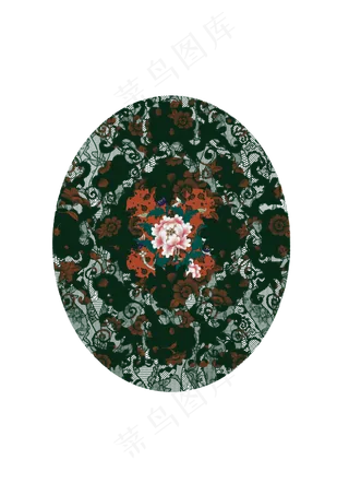 中式绿色古典牡丹底纹