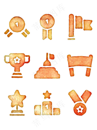 水粉水彩风格胜利第一获胜元素可