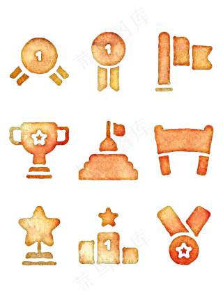 水粉水彩风格胜利第一获胜元素可