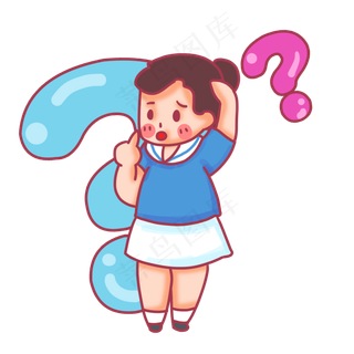 正在思考苦恼的小女生,免抠元素