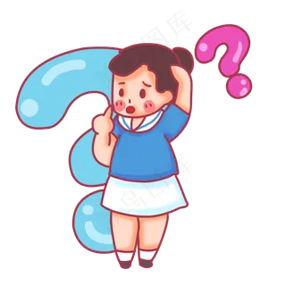 正在思考苦恼的小女生,免抠元素