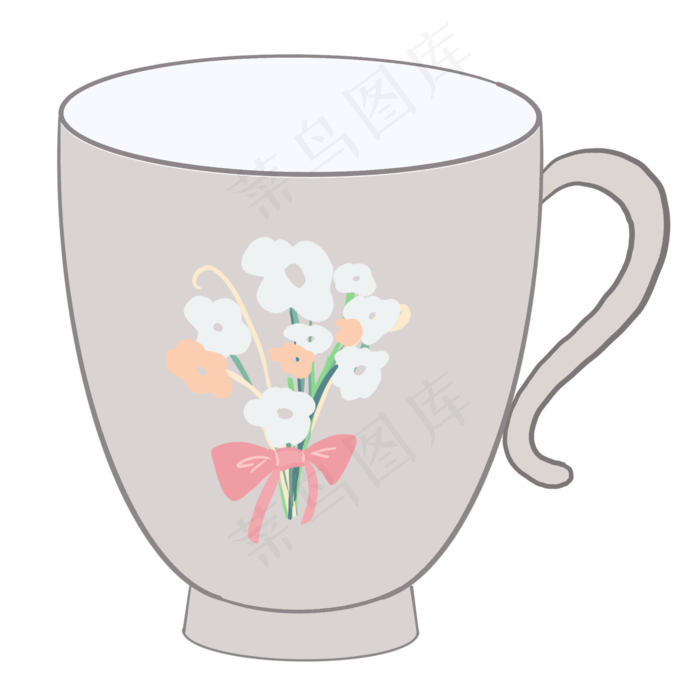 小花束印花陶瓷咖啡杯(2000X2000(DPI:300))psd模版下载