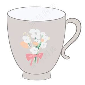 小花束印花陶瓷咖啡杯