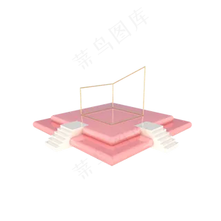 C4D立体电商粉色系舞台装饰,免抠元素