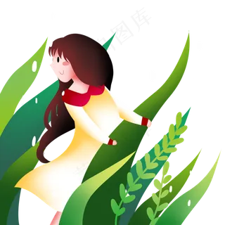 谷雨看雨景的小女孩