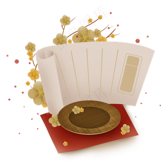 新年年货中国风文字框和展架边框,免抠元素